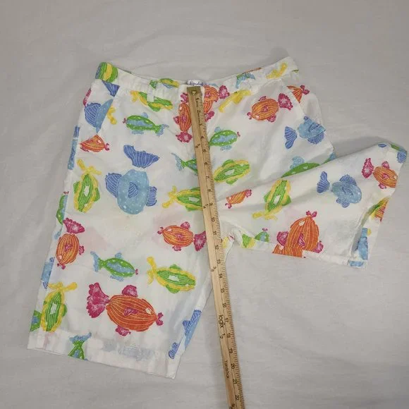 FRESH PRODUCE White Shorts with Colorful Fish Print Hight Rise Size M  LIKE NEW! - Picture 15 of 16